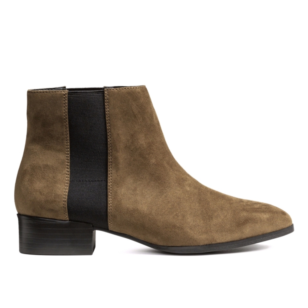H&M Faux Suede Chelsea Ankle Boots With Elastic Side Panels Women's Size 6 - Picture 12 of 14